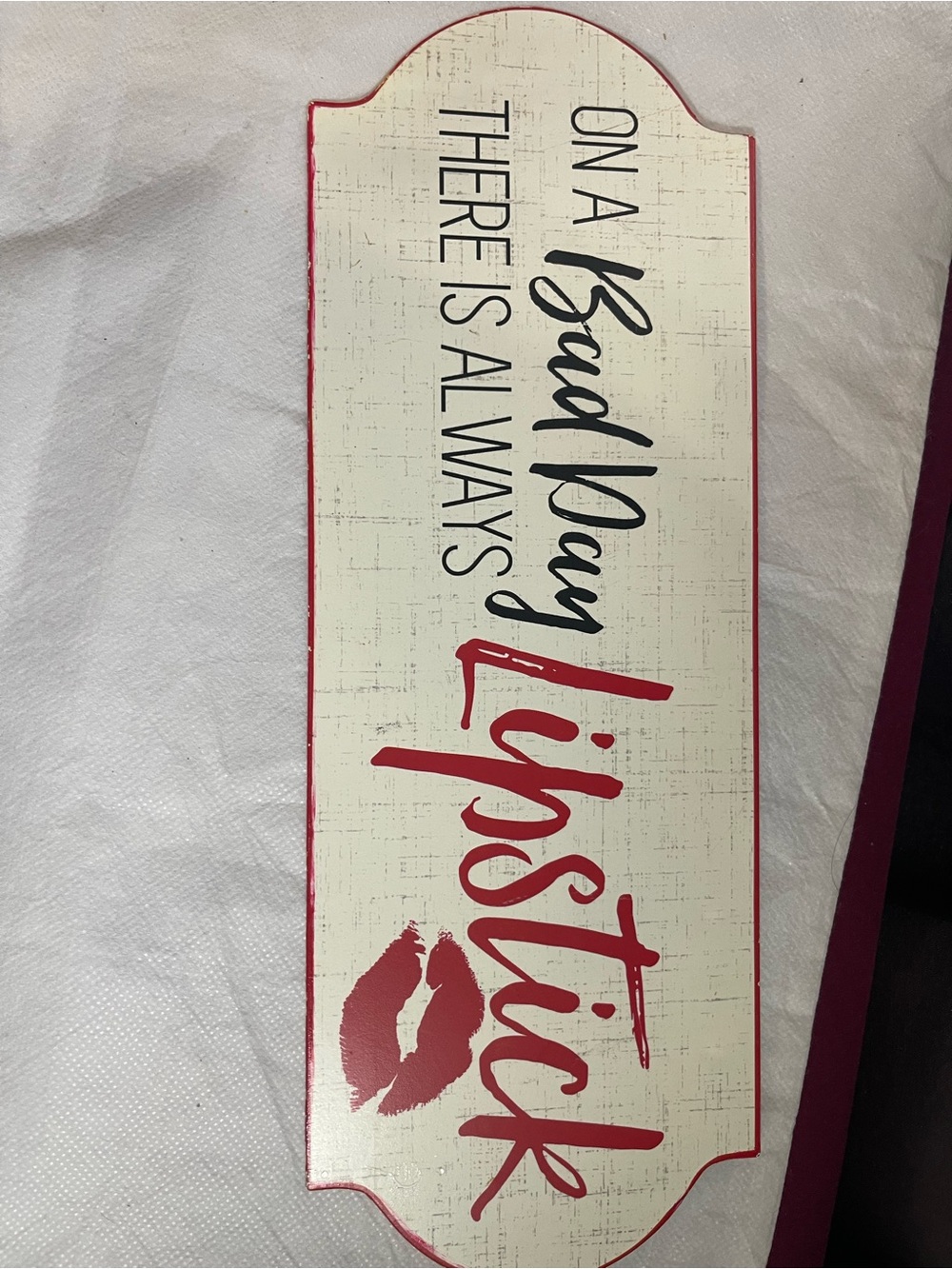 Hobby Lobby Cream Wall Plaque with Red Trim